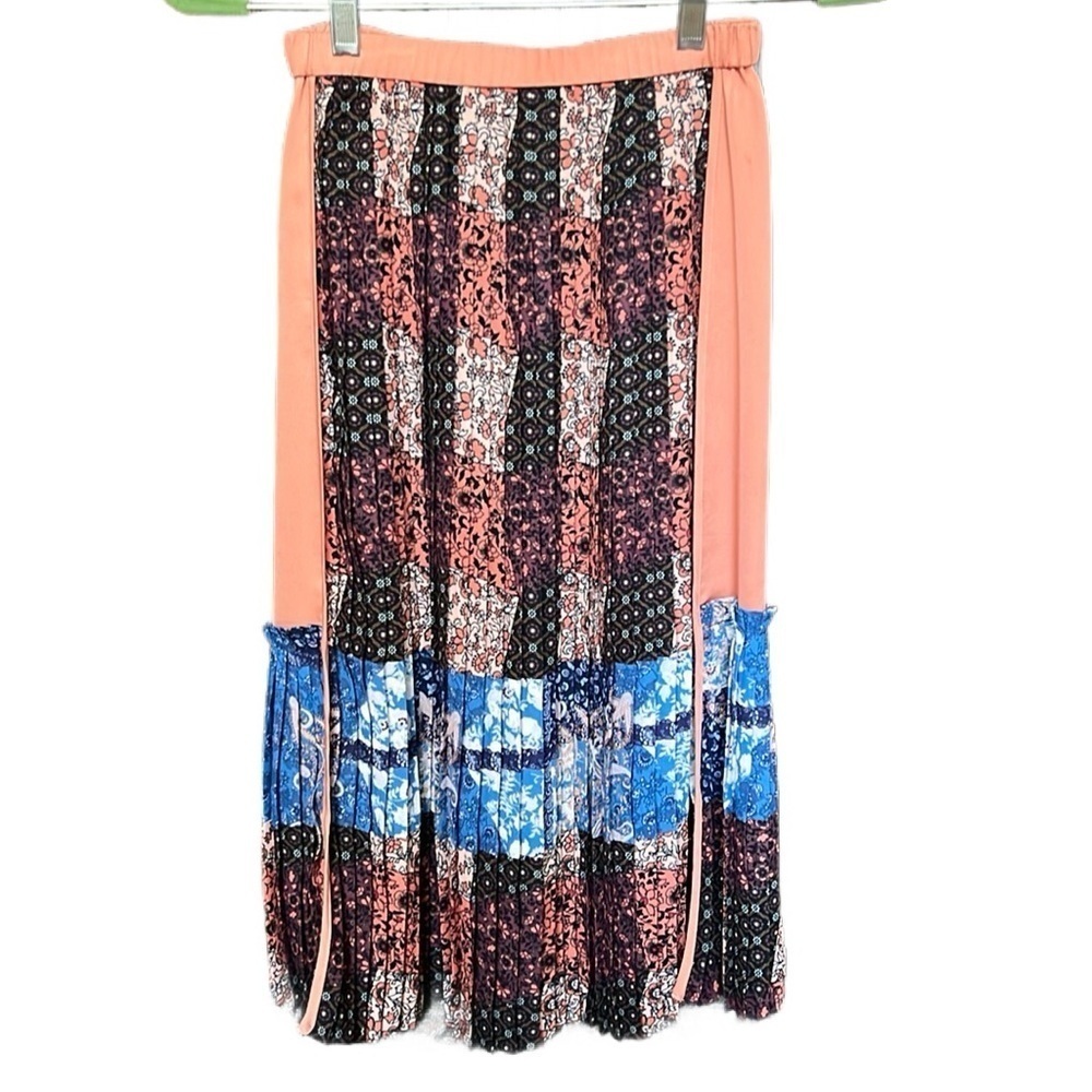 NWT Anthropologie Dina Agam Pleated Floral Skirt XS​​​​​​